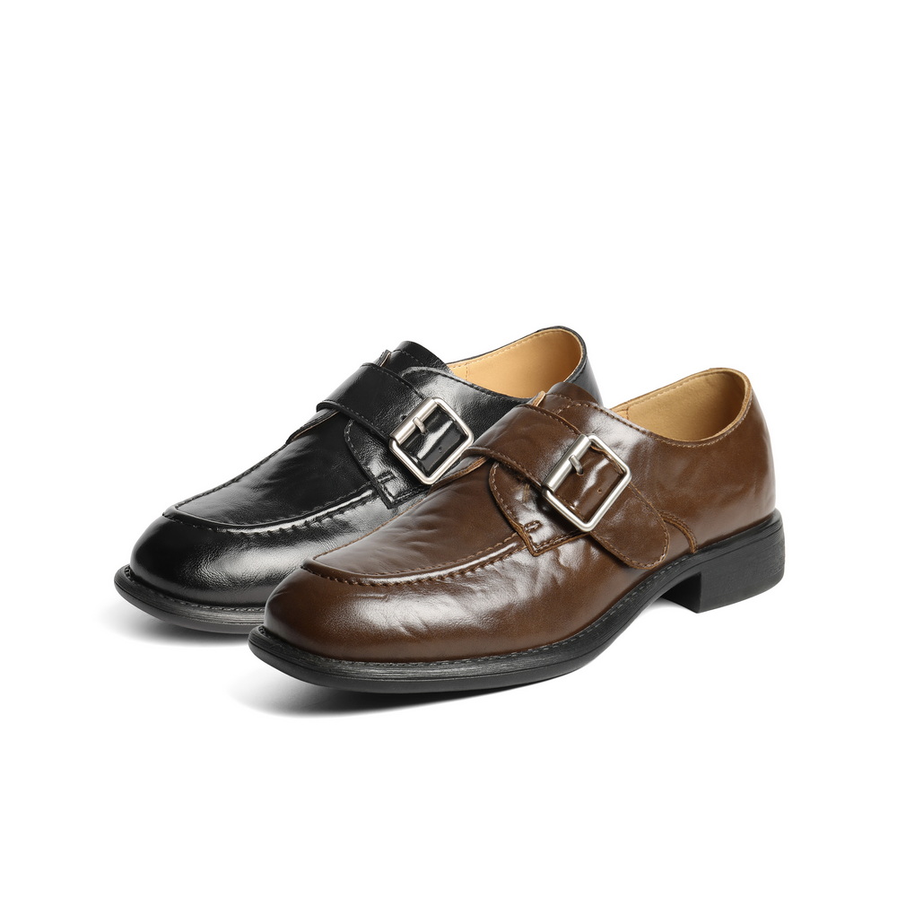 百丽时光旅人厚底乐福鞋女25新款黑色小皮鞋深口单鞋子E1F1DCM5