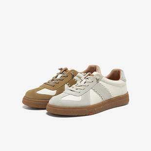 AWB06AM5 牛皮通勤软底复古德训运动鞋 Bata休闲鞋 女2025春商场新款