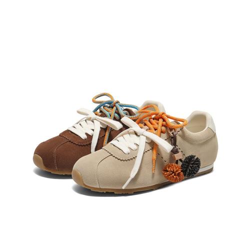 百丽薄底双鞋带阿甘芭蕾德训鞋女2025新款休闲运动鞋子E2M1DCM5