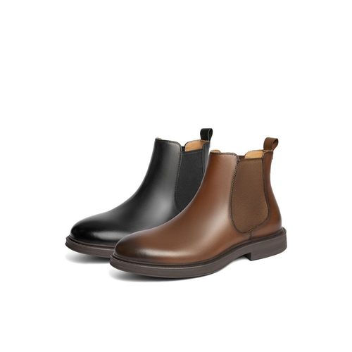 百丽Belle男鞋加绒马丁靴24冬英伦风男士切尔西靴工装靴A1690DD4