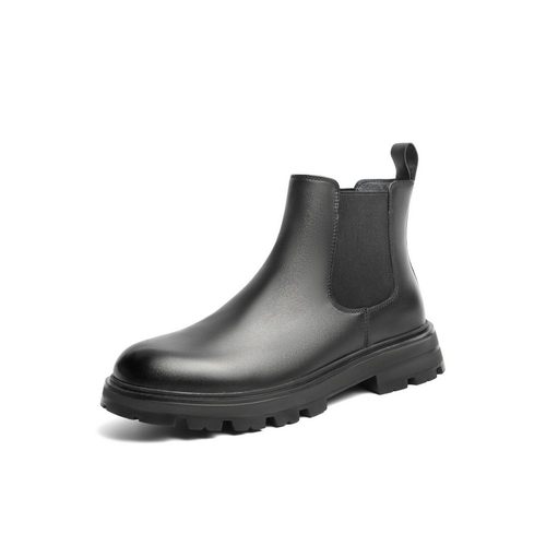 百丽休闲切尔西靴男2022冬潮酷街头套脚休闲短靴皮靴A0598DD1