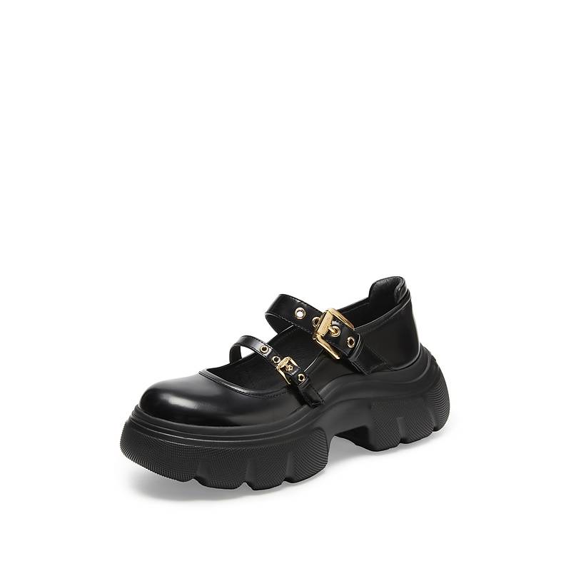 思加图2025春季新款甜酷玛丽珍鞋厚底小皮鞋女单鞋ESF19AA5