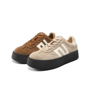 跑道运动休闲鞋 百丽覆古厚底德训鞋 新款 2025秋季 子E2E1DCM5 女鞋