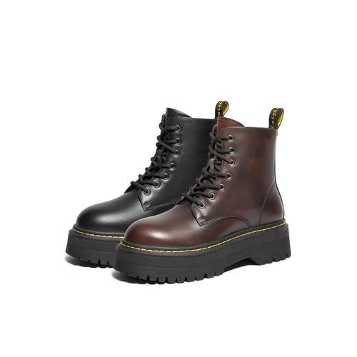 百丽Belle女靴24冬季真皮休闲短靴厚底英伦风马丁靴女款B8K1DDD4