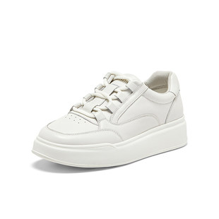 牛皮厚底透气休闲运动板鞋 商场新款 UFI08CM4 女2024秋季 Bata小白鞋