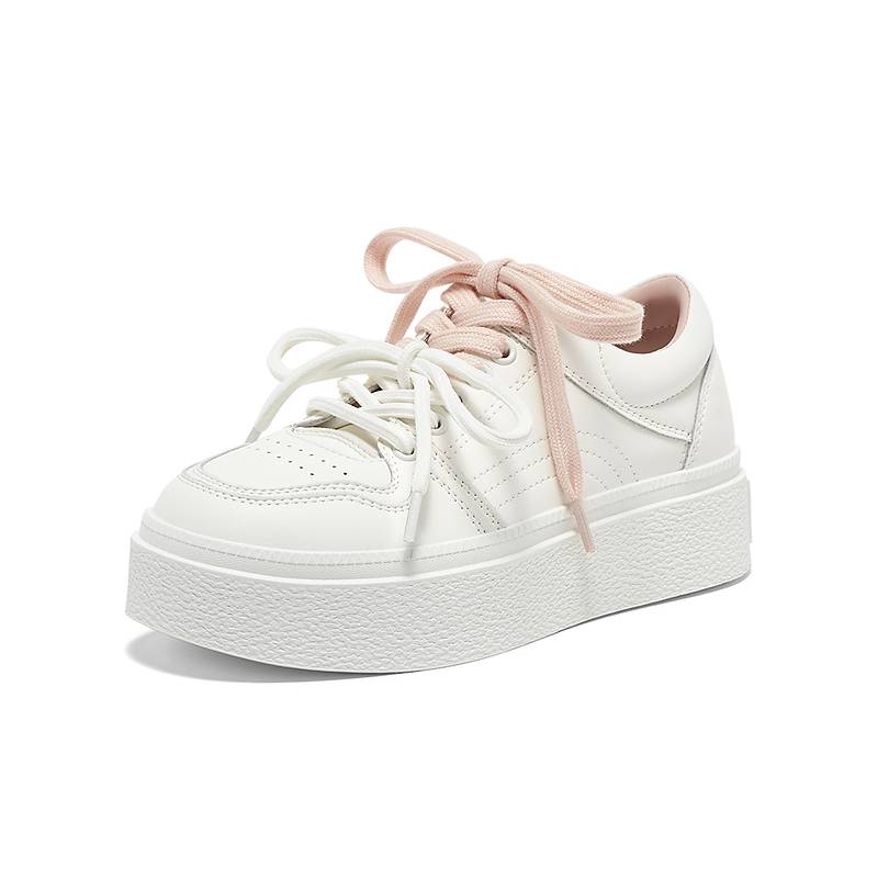百思图2025秋季新款松糕厚底粉色小白鞋板鞋运动女休闲鞋E1532CM5
