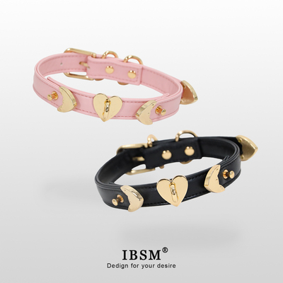 爱心皮革项圈女m刻字puppy牵引