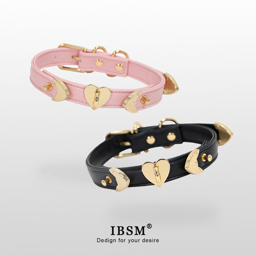 爱心皮革项圈女m刻字puppy牵引