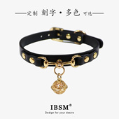 宫铃项圈女定制刻字高级黑色铃铛choker锁骨项圈狗狗puppy牵引绳