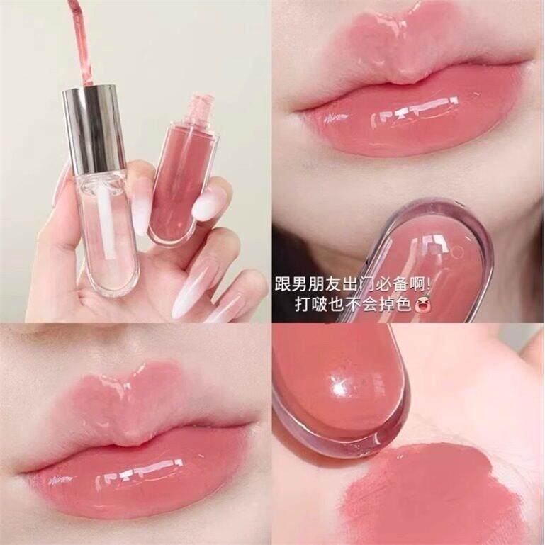 双头唇釉奶茶色口红透明裸色镜面嘟嘟唇持久不掉色不沾杯水光唇蜜