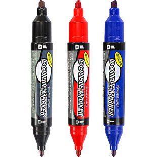 晨光双杰记号笔黑色油性大头笔粗头双头标记大号工地油笔粗细两头红色蓝色马克笔物流快递专用打包防水不掉色