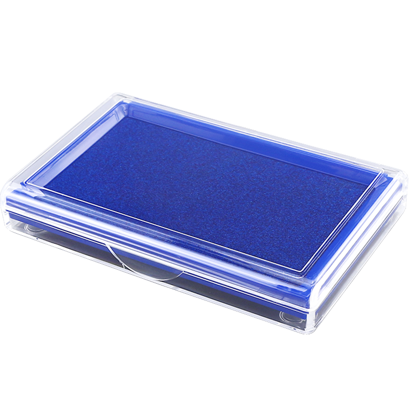 晨光蓝色快干印台盒海绵垫大号方形蓝印泥盖章硬泥油性印尼蓝印盒按手印的手指指纹指模橡皮章公章财务用品