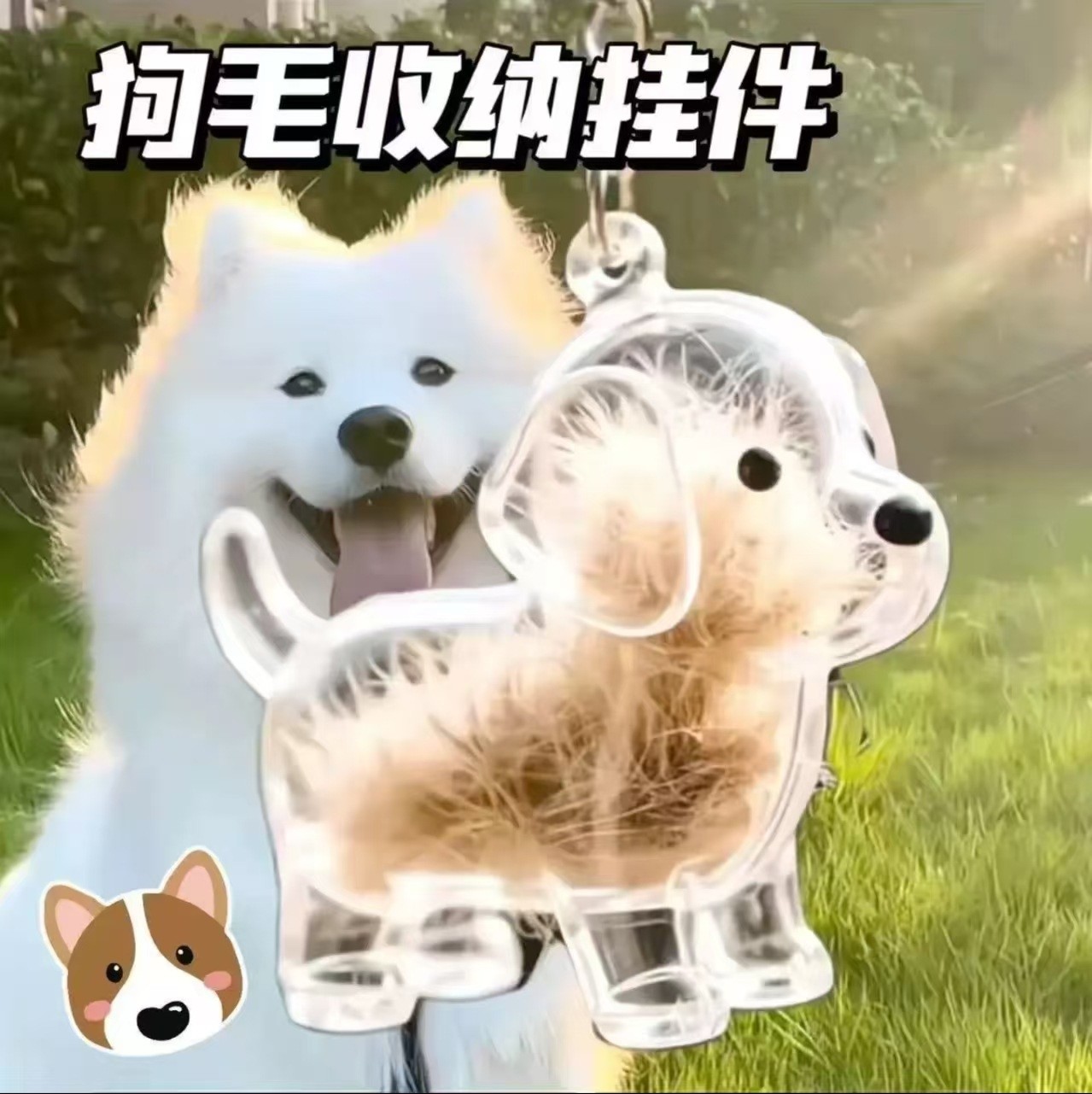 自制狗毛收纳盒钥匙扣吊坠透明泰迪毛发收纳盒高颜值比熊毛发挂件
