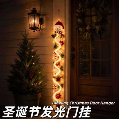 圣诞节装饰品圣诞发光门挂跨境tk Glowing Christmas Door Hanger