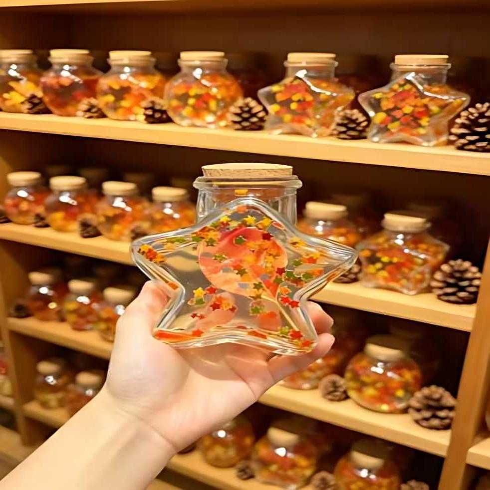 【捡秋】星星玻璃瓶许愿瓶树叶标本收集落叶压花器手工diy漂流瓶