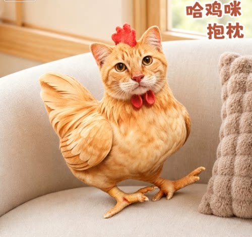仿真哈鸡咪毛绒玩具3D抱枕小鸡玩偶公仔儿童陪睡娃娃搞怪生日礼物
