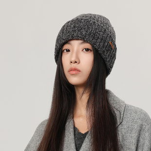 邓肯花纱毛线帽女秋冬季大头围时尚百搭针织帽显脸小保暖包头冷帽