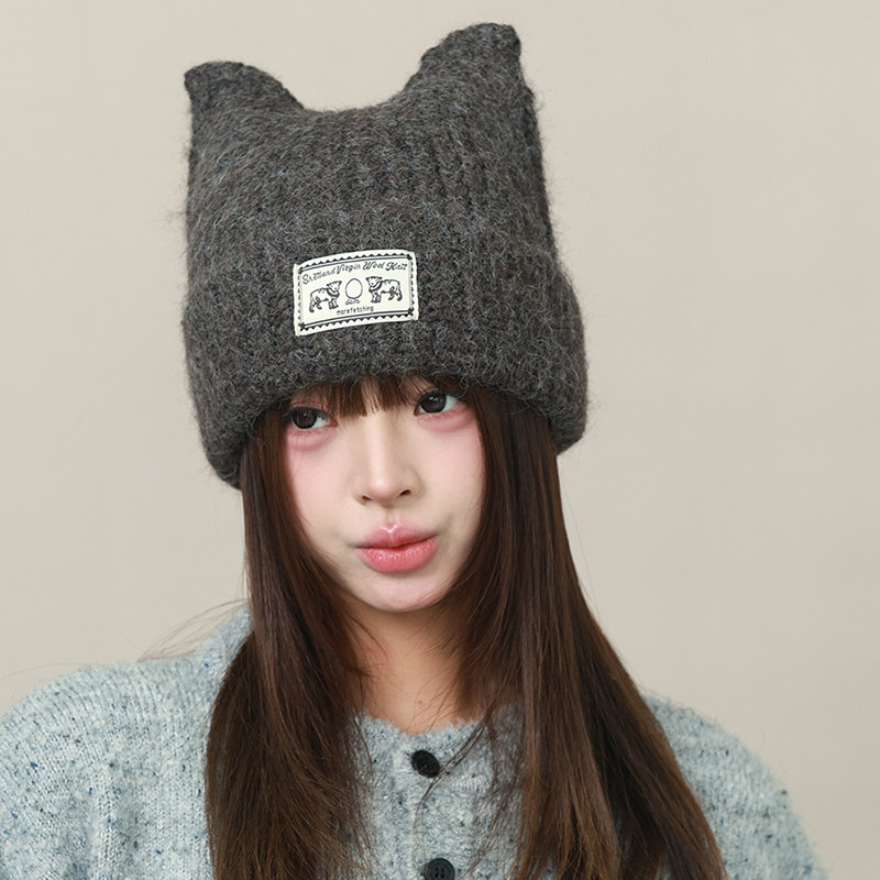 猫耳朵针织帽女秋冬大头围可爱百搭毛线帽子包头护耳保暖防寒冷帽,服饰配件/皮带/帽子/围巾,帽子,淘宝优惠券,粉丝福利购,淘宝优惠卷