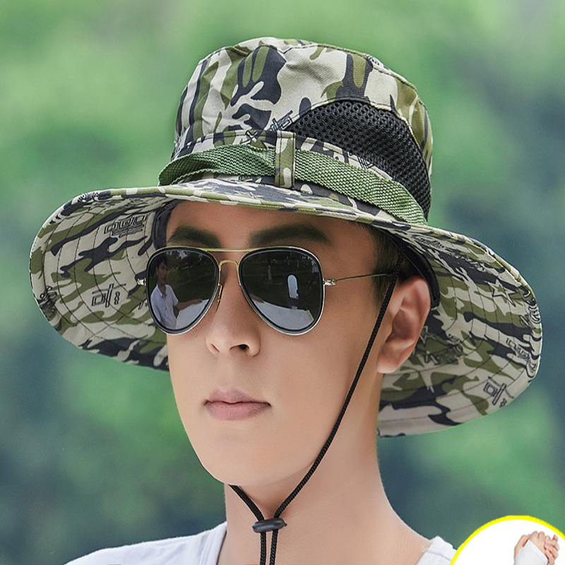男士防晒帽夏天户外遮阳帽骑车帽大帽檐太阳帽男款钓鱼帽子渔夫帽