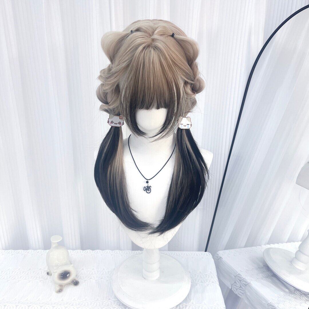 【暹罗猫】假发女高层次奶金渐变黑长直发自然仿真人发整顶假发套