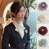 配饰新款 胸针高档女胸花别针外套毛衣装 饰珍珠花朵山茶花领饰西装