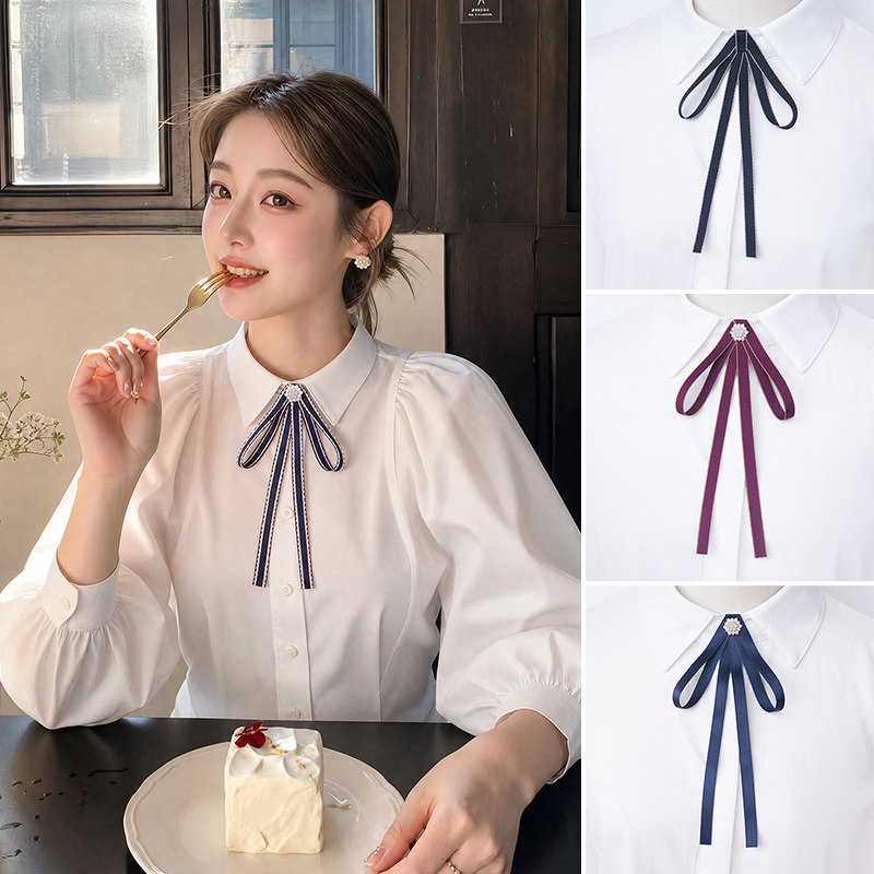 领结女衬衫飘带蝴蝶结领花衫衣领口别针配饰学院风韩版高级感装饰