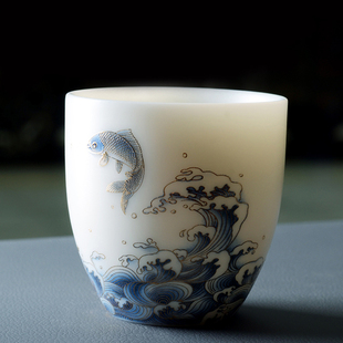 瓷语颠渡景山房白瓷主人杯单个茶杯功夫茶盏个人专用品茗杯