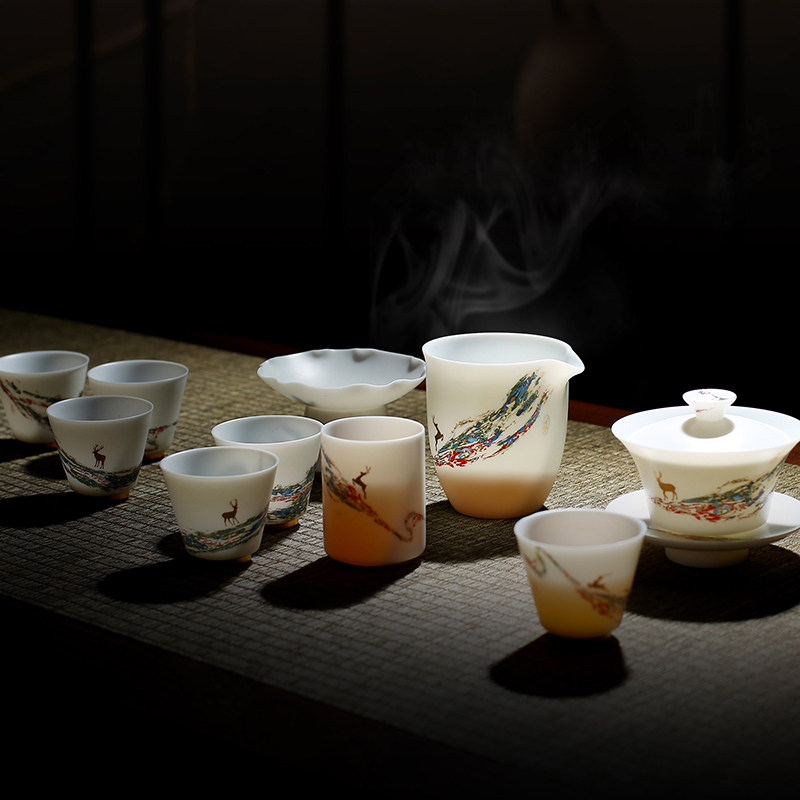 瓷语颠 德化陶瓷白瓷薄胎功夫茶具套装家用客厅轻奢办公室