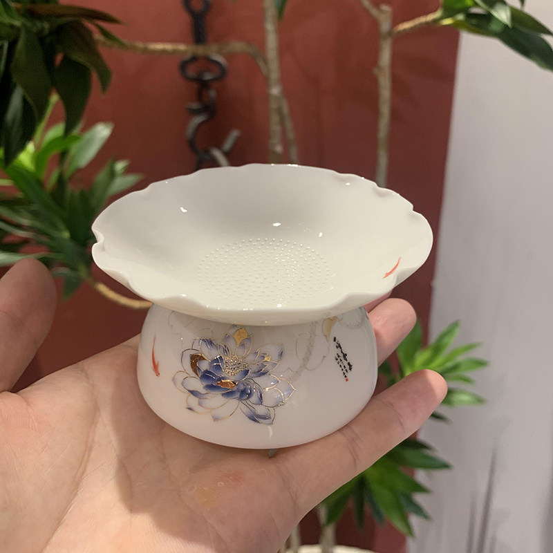 瓷语颠 德化陶瓷白瓷茶漏茶滤过滤网茶叶过滤器功夫茶具配件