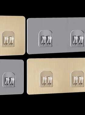 家用免打孔承重挂钩墙壁置物架钢丝抓扣配件浴室强力粘胶无痕粘钩