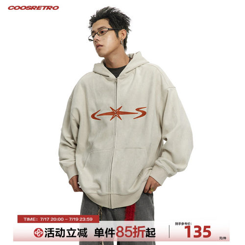 CoosRetro麂皮刺绣卫衣开衫