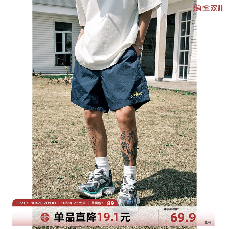 CoosRetro 美式复古刺绣休闲运动短裤男女夏季宽松情侣潮牌沙滩裤