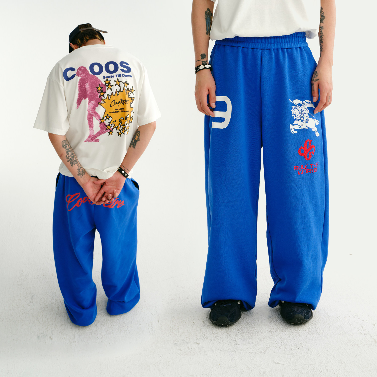 CoosRetro 美式复古运动束脚卫裤男秋季休闲阔腿长裤百搭宽松裤子