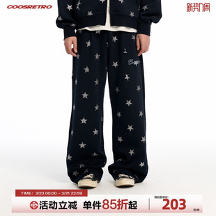 宽松直筒休闲长裤 CoosRetro春季 男士 复古星星印花阔腿裤 新款