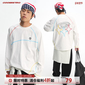 三色缝线高密度刺绣logo圆领亲肤透气长袖 CoosRetro 春季 T恤男