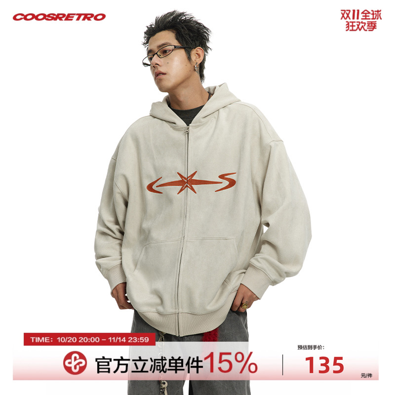 CoosRetro麂皮刺绣卫衣开衫