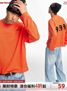 CoosRetro 《逗号》太极贴布绣网洞透气运动T恤休闲宽松长袖上衣