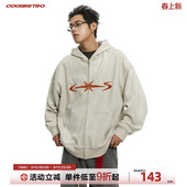 外套 350g重磅仿麂皮宽松连帽卫衣男春秋休闲开衫 CoosRetro 美式