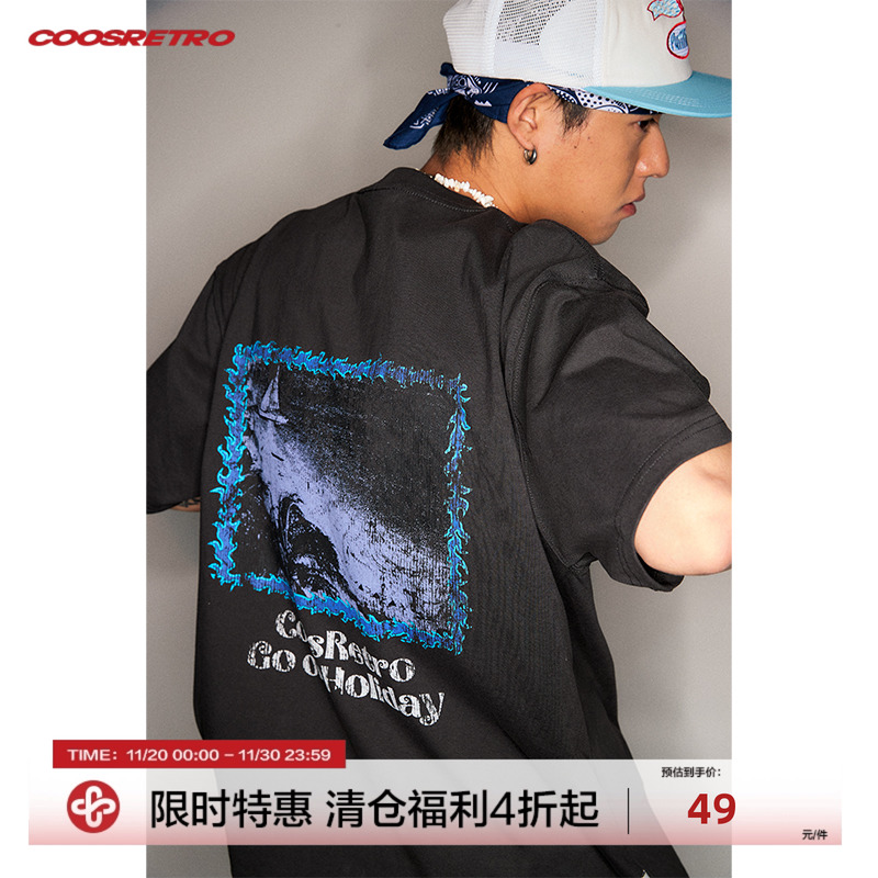 斑驳褪色质感印花短袖T恤