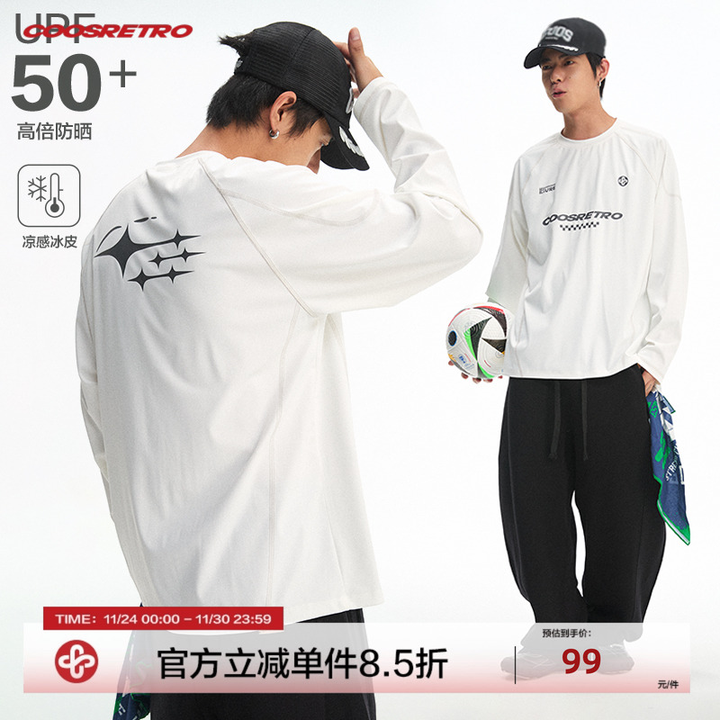 CoosRetro秋季新款凉感面料UPF200+高效防晒双面印花圆领长袖T恤
