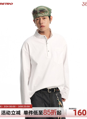 CoosRetro 简约休闲风纯棉长袖T恤男女宽松立领凉感冰皮面料上衣