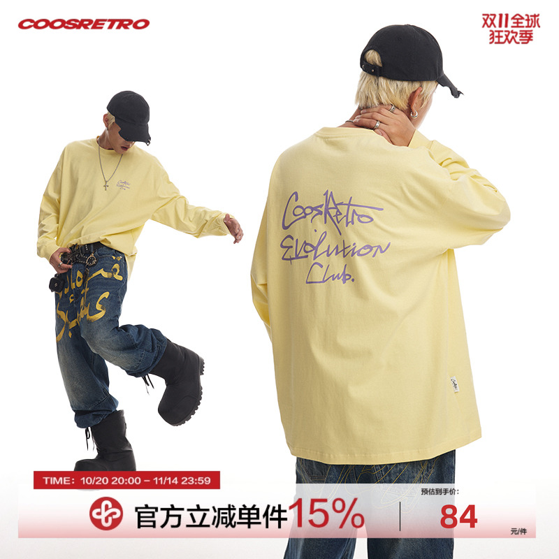 CoosRetro字母logo胶印长袖T恤