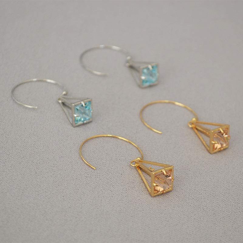 耳环设计锆石女欧美鸟笼感时尚金字塔师耳耳饰个性alexis bittar