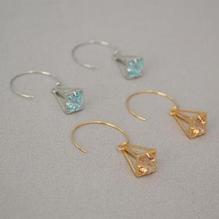 耳环设计锆石女欧美鸟笼感时尚金字塔师耳耳饰个性alexis bittar