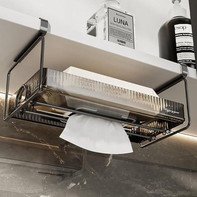 厨房纸巾架免打孔悬挂吊柜下擦手用纸壁挂式收纳橱柜门抽纸盒倒