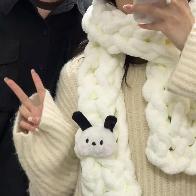 围巾毛线手工diy手指编织材料包送闺蜜女生秋冬手织围脖创意粗线