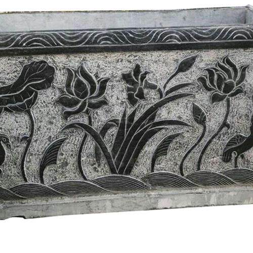 古代老石雕鱼缸图片大全山东制作仿古石质鱼缸价钱