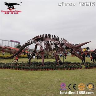 大型仿真恐龙骨架模型恐龙公园景区引流摆件玻璃钢三角龙骨架