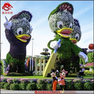 四川绿雕制作厂家仿真花车造型绿雕定做绿色植物景观雕塑
