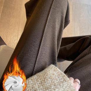 子灰色垂感运动 加绒加厚宽松直筒香蕉裤 糯米弯刀裤 女2025冬新款